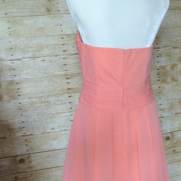 David's Bridal Strapless Crinkle Chiffon Dress 12 - Picture 7 of 9